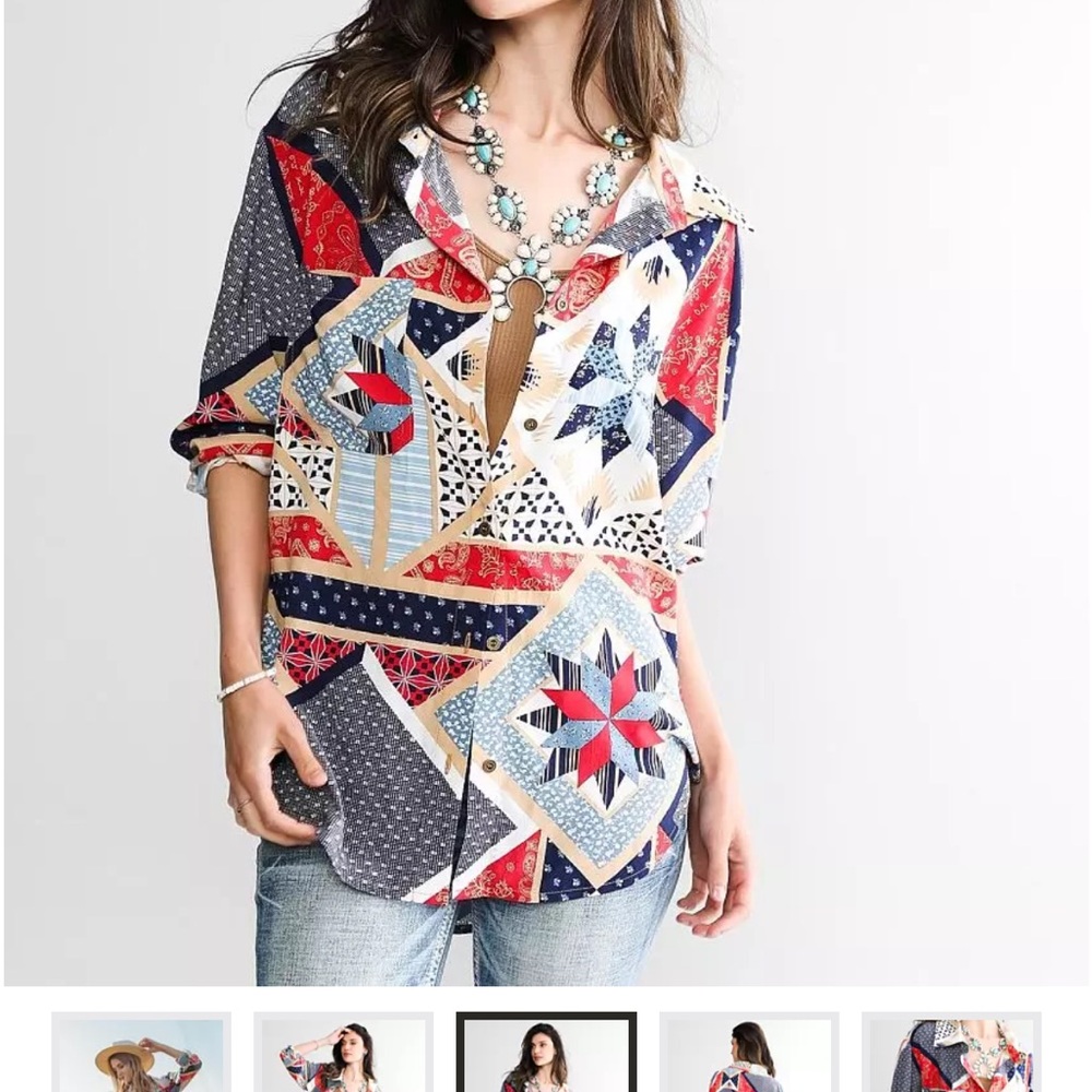 Sterling & Stitch Patchwork Print Women's Top Western Americana